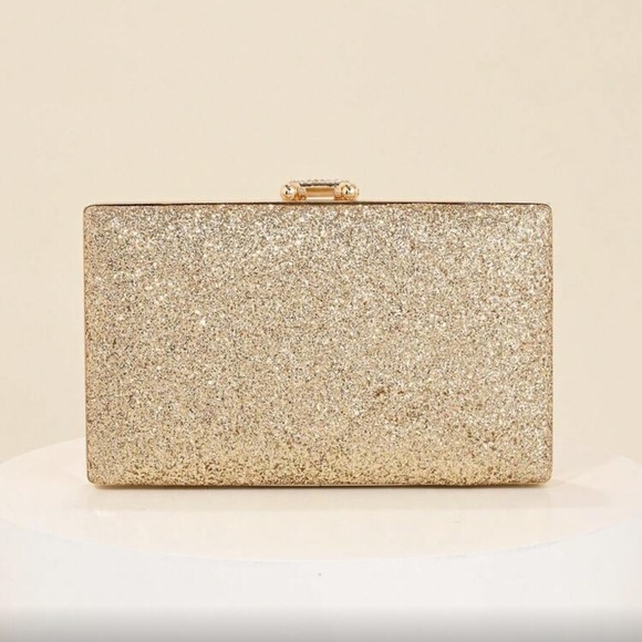 Luxurious gold rhinestone party evening wedding prom clutch box bag